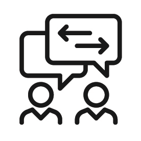Icon representing dialog between two people