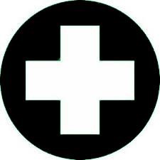black icon with white cross representing public health